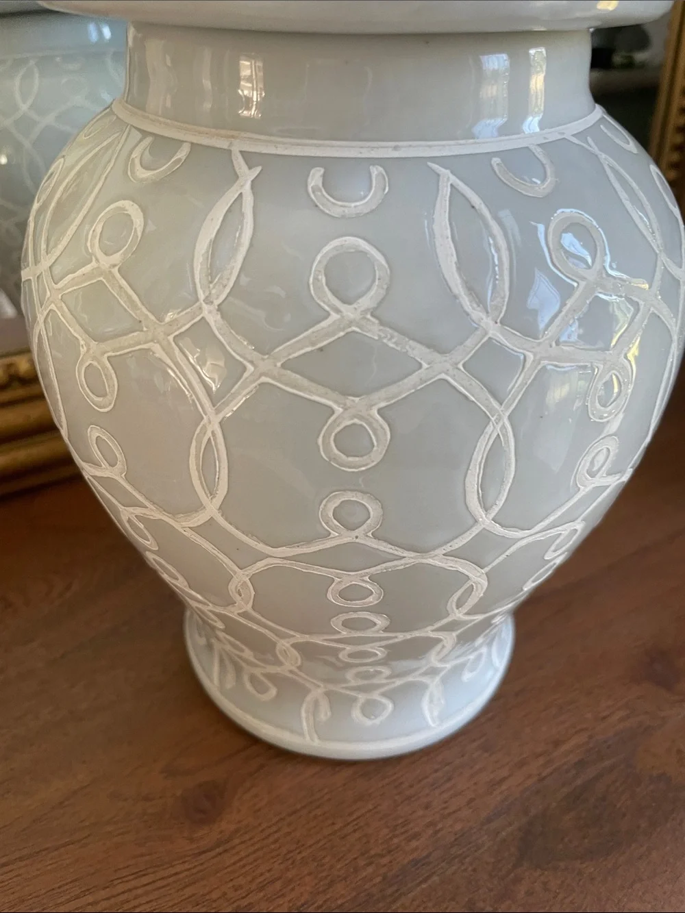 Ginger jar home decor, Robbins, and blue 12 inches high